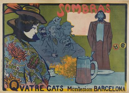Cartel de Ramon Casas y Miguel Utrillo 'Sombras. Quatre Gats', de 1897.