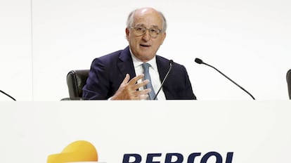 Antonio Brufau, presidente de Repsol, este viernes en la Junta General de Accionistas.