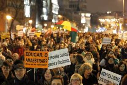 Aspecto de la manifestación celebrada el pasado jueves en Madrid contra los recortes y la reforma educativa.