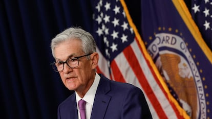 Federal Reserve Chairman Jerome Powell at the press conference following the monetary policy committee meeting on January 31.