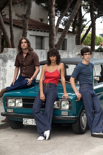 El trío protagonista de la película 'Las leyes de la frontera'. Desde la izquierda, El Zarco (Chechu Salgado), Tere (Begoña Vargas) y Nacho (Marcos Ruiz).