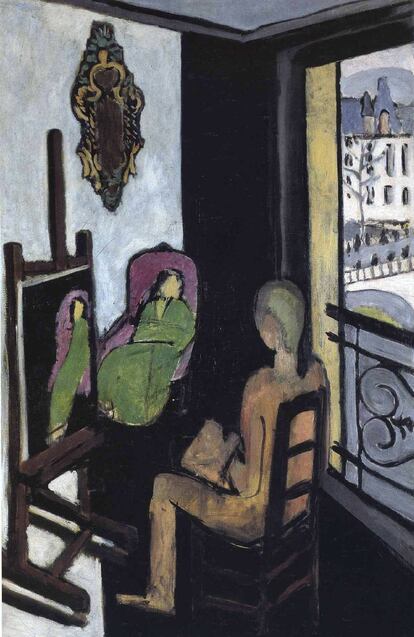 'El pintor y la modelo' (1916-1917), en el que se retrata en su piso del Quai SaintMichel.