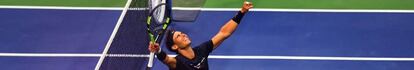 Nadal celebrates his victory against Kevin Anderson.