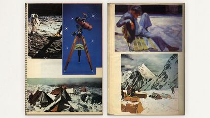 En este ‘collage‘, el cantante mezcla dos de sus aficiones: la astronomía y la montaña. Ambas temáticas se ven reflejadas en sus canciones. 