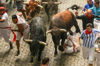 El segundo encierro de los sanfermines, con toros de El Tajo y la Reina, ha sido rápido, limpio y bonito en unas calles de Pamplona con numerosos corredores.
