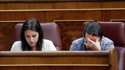 Irene Montero y Pablo Iglesias, de Podemos.