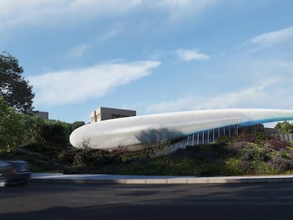 Render del exterior del CaixaForum Málaga que está previsto para finales de 2026.