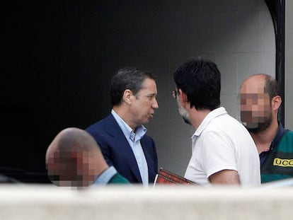 Eduardo Zaplana, en mayo tras ser detenido por la Guardia Civil.