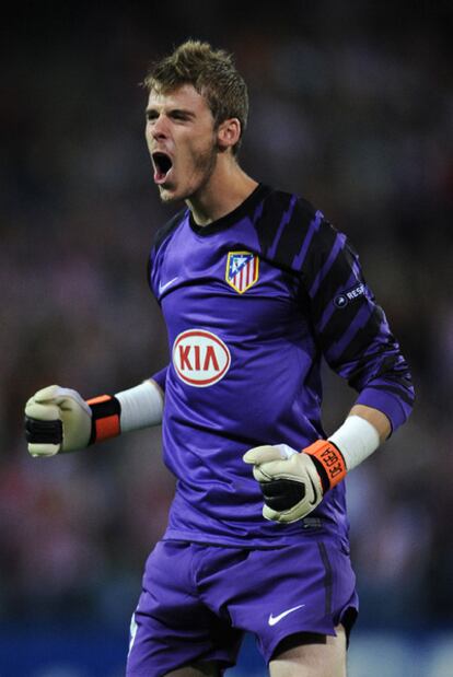 De Gea, en la final de la Liga Europa de 2010, ganada por el Atlético al Leverkusen.