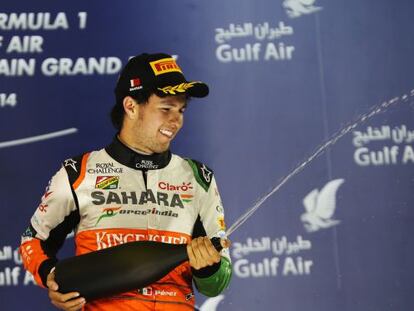 Sergio Pérez, tras quedar tercero en el GP de Bahréin
