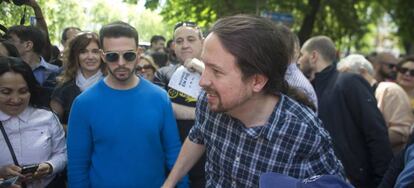 Pablo Iglesias, durante la manifestaci&oacute;n del Primero de Mayo. 