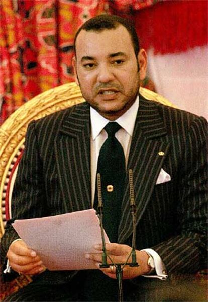 Mohamed VI pronuncia su discurso ayer en El Aaiún.