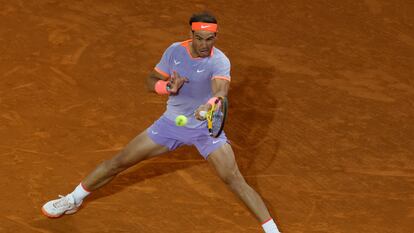 Rafael Nadal durante el partido de este martes en el Open de Madrid.