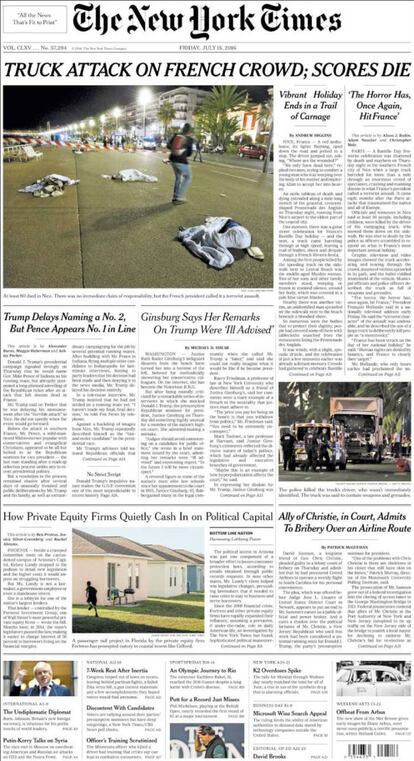 "Un ataque con camión a una multitud francesa; muchos mueren". The New York Times.