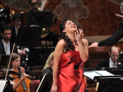 La diva austro-rusa Anna Netrebko, anoche en el Palau de la Música.