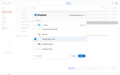 Dropbox se puede integrar perfectamente en la interfaz de Gmail