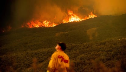 Bombeiro no foco Ranch, em 5 de agosto de 2018.