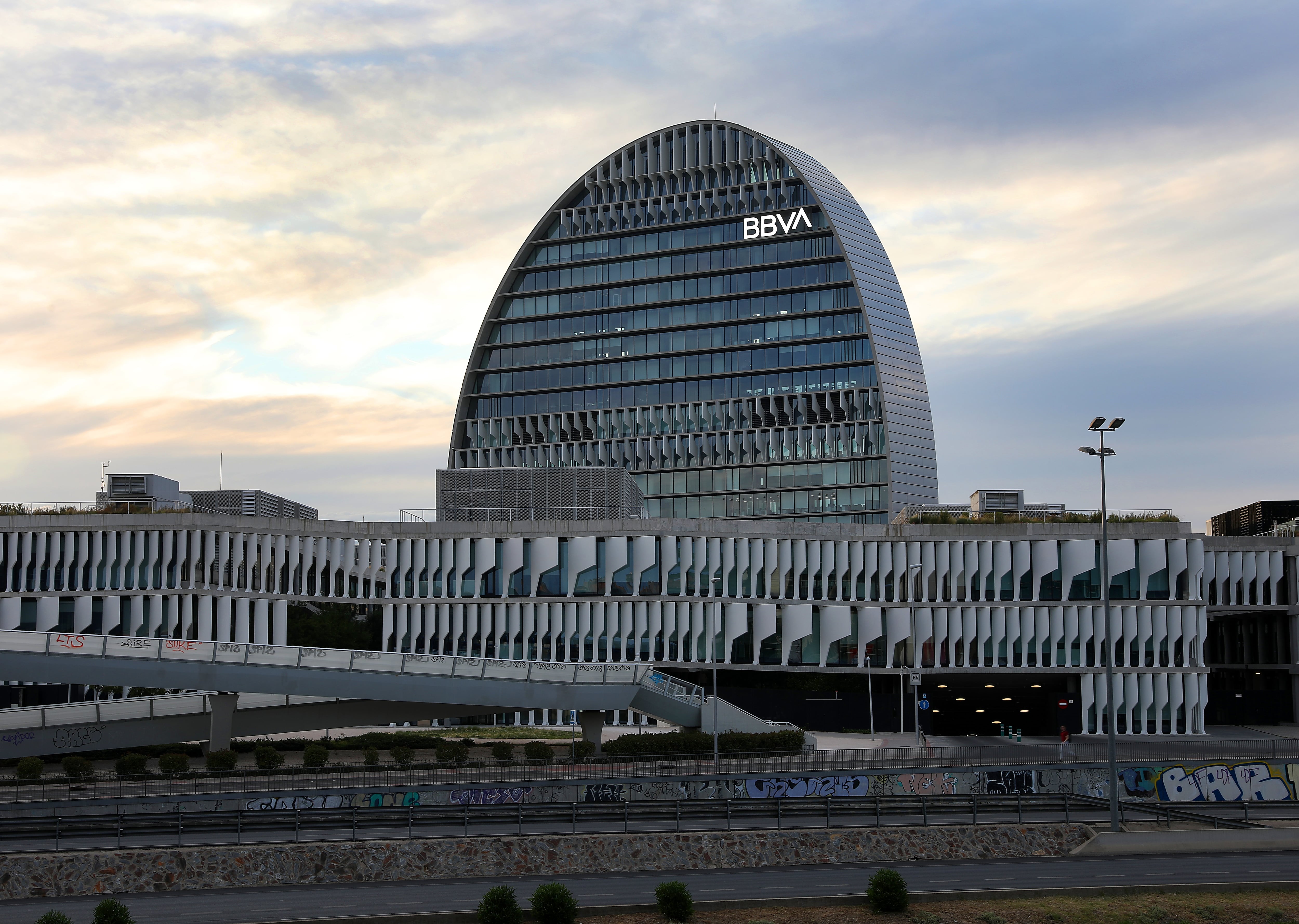 Vista de las oficinas del BBVA en Madrid.