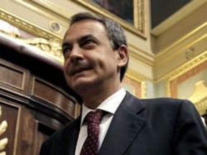 El presidente del Gobierno, José Luis Rodríguez Zapatero, hoy en el Congreso.