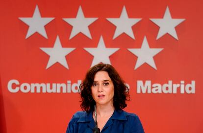 Isabel Díaz Ayuso durante la conferencia de prensa que ofreció ayer tras la anulación por parte del TSJM del cierre de Madrid.