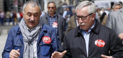 Los secretarios generales de CCOO y UGT, Ignacio Fern&aacute;ndez Toxo y Pepe &Aacute;lvarez.  