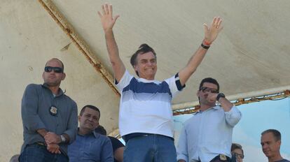 El nuevo presidente de Brasil, Jair Bolsonaro, celebra su victoria en Rio de Janeiro (Brasil).