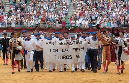 Imagen de la última vez que se celebraron corridas de toros en San Sebastián, en agosto de 2012. Sin Bildu, volverán los toros a la ciudad.