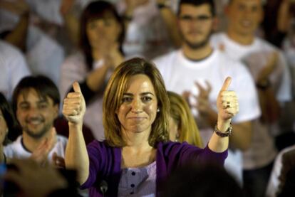 La candidata Carme Chacón, en un mitin en Jerez de la Frontera, el martes pasado.