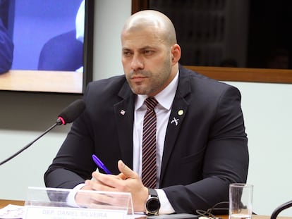 O deputado federal Daniel Silveira (PSL-RJ) durante sessão na Câmara.