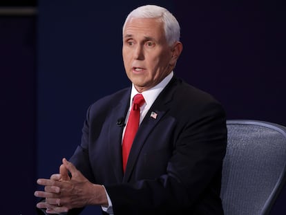 Mike Pence durante o debate desta quarta-feira.