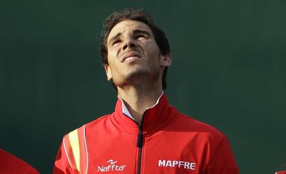 Rafa Nadal en la presentación de la eliminatoria de Copa Davis.