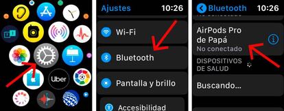 Conecta los Airpods a tu Apple Watch.