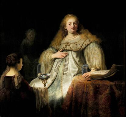 'Judit en el banquete de Holofernes, de Rembrandt.