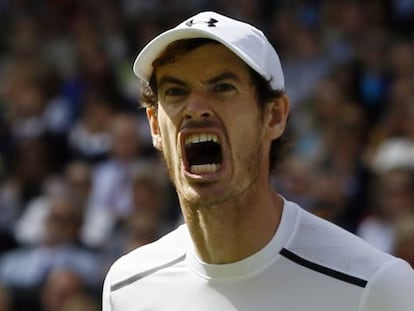 Murray celebra un punto ante Raonic.