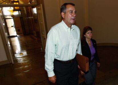 El presidente de la Cámara de Representantes, John Boehner, a su llegada hoy al Capitolio.