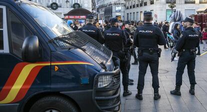 Agentes antidisturbios en Madrid.