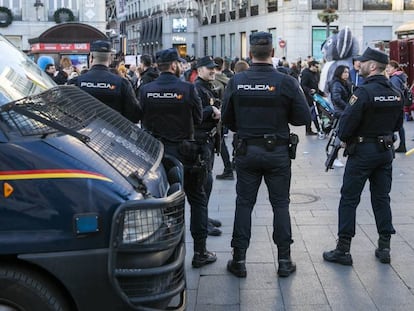 Agentes antidisturbios en Madrid.