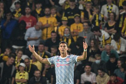 Cristiano Ronaldo, durante el partido del Manchester United contra el Young Boys.