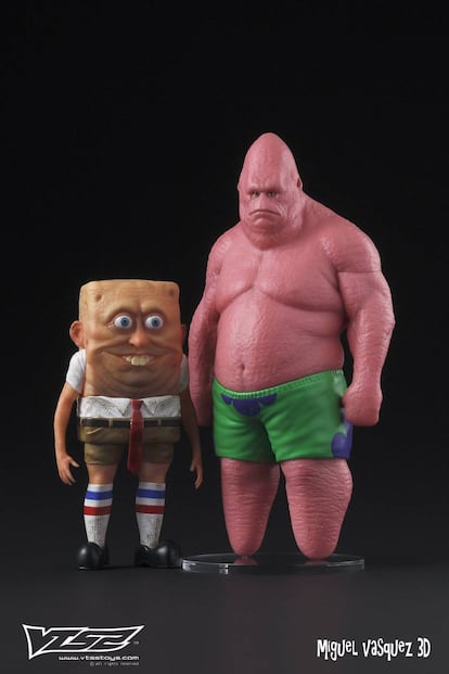 Bob Esponja y Patricio Estrella, imaginados en la vida real por Miguel Vasquez.