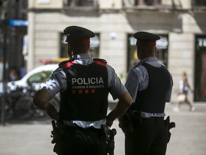 Efectius dels Mossos d'Esquadra al centre de Barcelona.