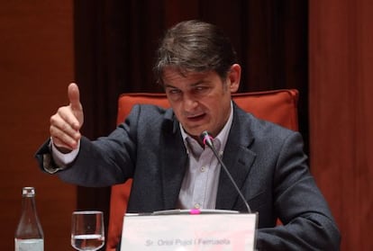 Oriol Pujol, durant la seva compareixença al Parlament.