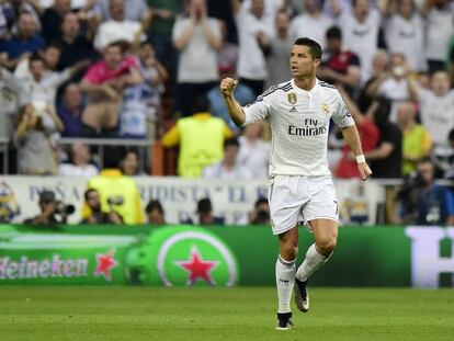 Cristiano Ronaldo celebra el primer gol contra la Juventus durant la semifinal de la UEFA Champions League.