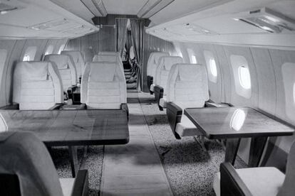 Interior del Túpolev, al avion supersónico ruso.