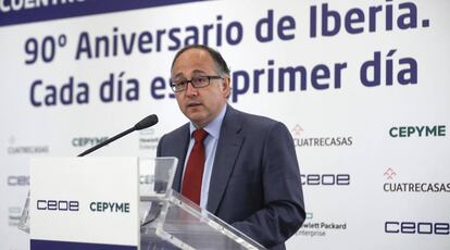 Luis Gallego, durante su intervención en el encuentro organizado por la CEOE.