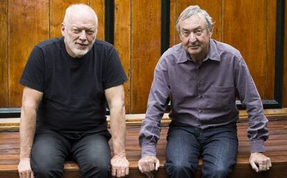 David Gilmour, guitarrista y cantante, y Nick Mason, batería, de Pink Floyd.