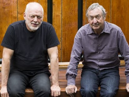 David Gilmour, guitarrista y cantante, y Nick Mason, bater&iacute;a, de Pink Floyd.