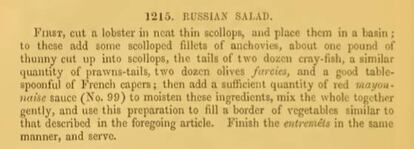 Receta de la ensalada rusa según Francatelli en 1845