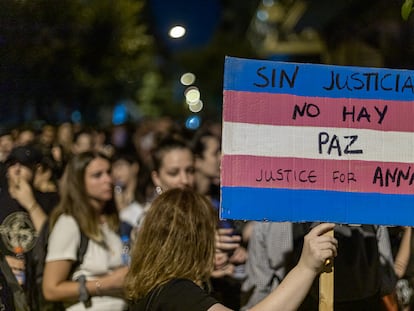 Manifestación contra el asesinato de Anna Hernández, el martes en Atenas.