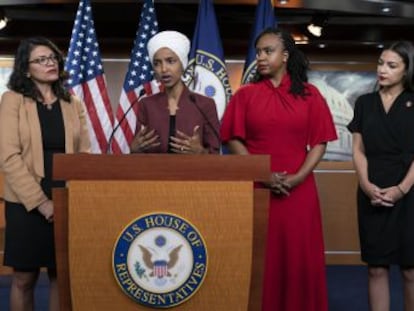 Rashida Tlaib, Ayanna Pressley, Ilhan Omar y Alexandria Ocasio-Cortez replican a los comentarios del presidente, que les ha insistido   si no les gusta el país, váyanse 