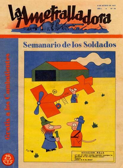 Ejemplar del 8 de agosto de 1937 de <i>La Ametralladora</i>, revista dirigida a los soldados.